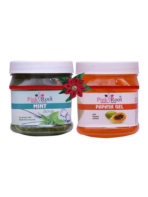 pink root mint scrub 500gm with papaya cream 500gm - 17447293 - Very Small Image - 1
