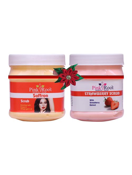 pink root saffron scrub 500gm with snake oil hair mask 500gm - 17447474 - Very Small Image - 1