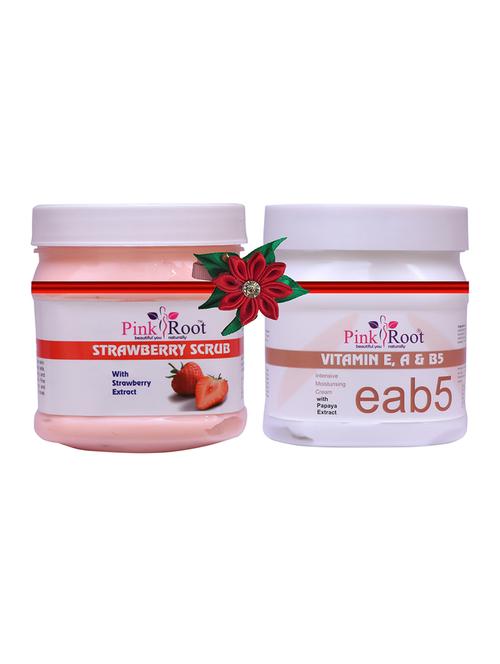 pink root strawberry scrub 500gm with tea tree mud mask 500gm - 17447497 - Very Small Image - 1
