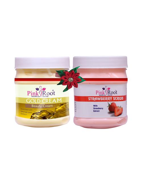 pink root gold cream 500gm with saffron scrub 500gm - 17447603 - Very Small Image - 1