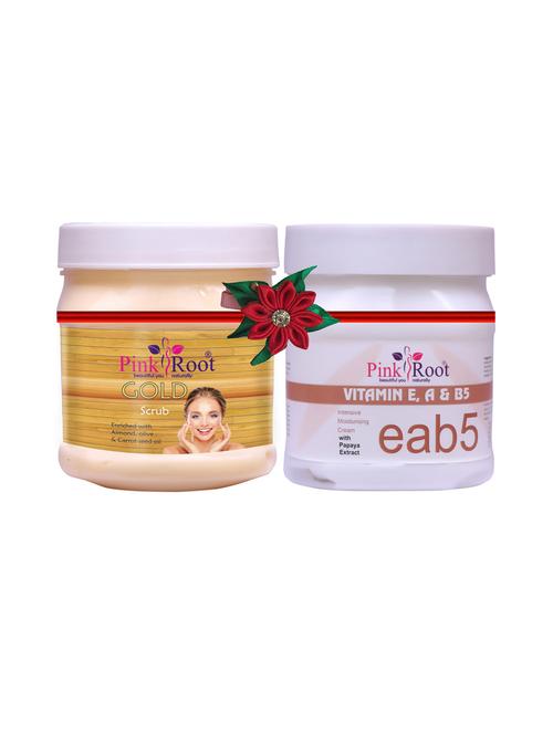 pink root gold scrub 500gm with tea tree mud mask 500gm - 17447712 - Very Small Image - 1