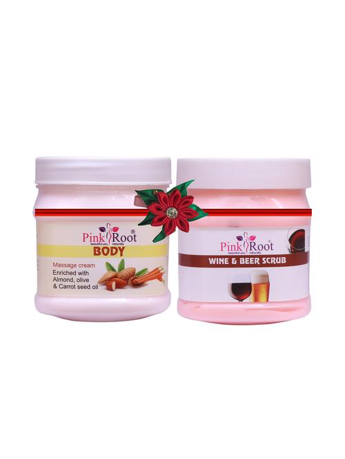pink root body massage cream 500gm with strawberry scrub 500gm - 17447844 - Very Small Image - 1