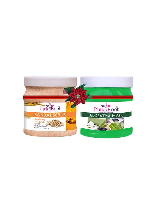 pink root sandal scrub 500gm with aloevera gel scrub 500gm - 17448433 - Very Small Image - 1