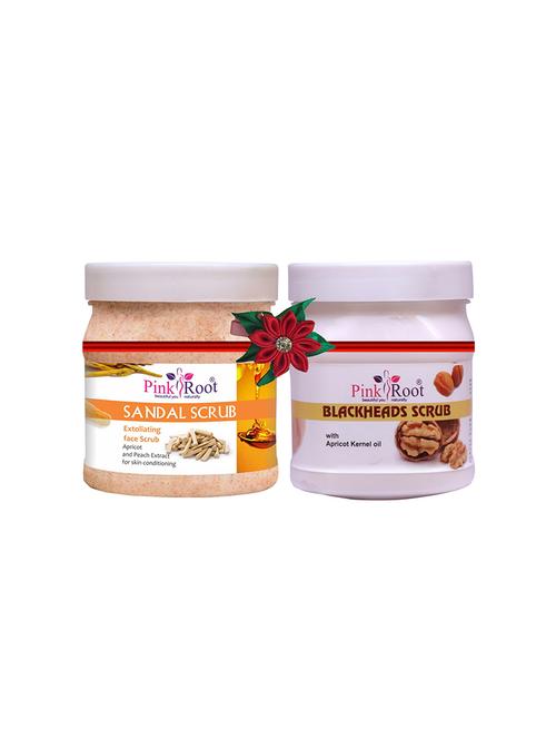 pack of 2 pink root sandal scrub 500gm with apricot scrub 500gm - 17448445 - Very Small Image - 1