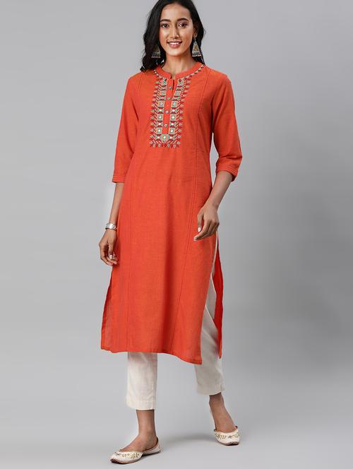 embroidered straight kurta - 17449715 - Very Small Image - 1