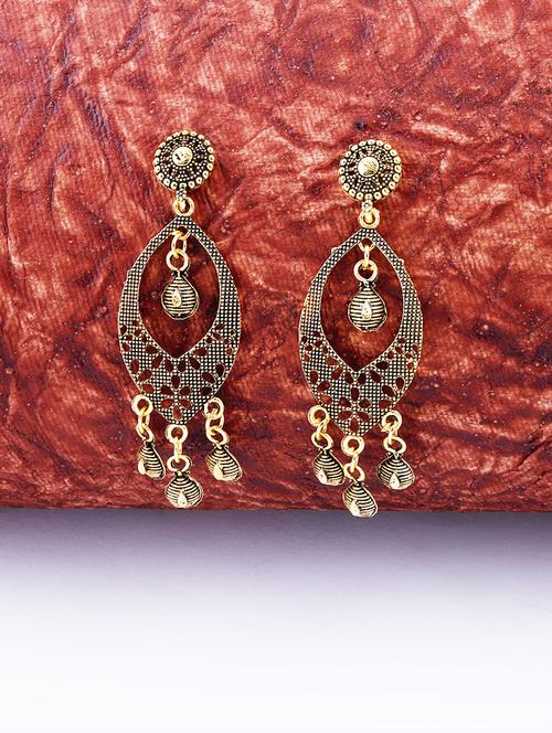 gold metal drop earring - 17449804 - Very Small Image - 1