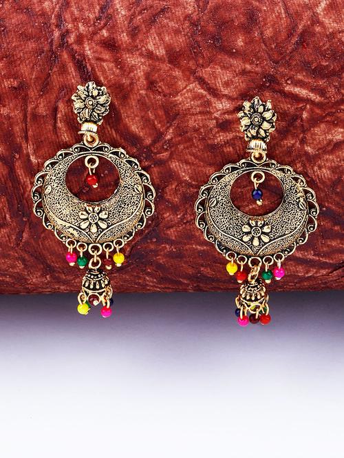 gold metal drop earring - 17449812 - Very Small Image - 1