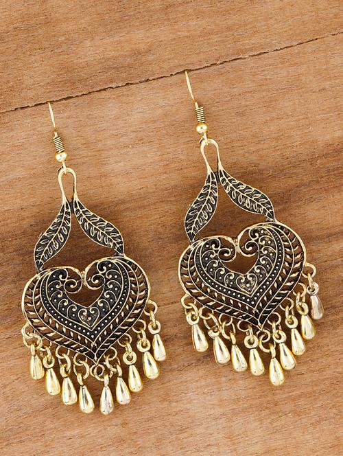 gold metal drop earring - 17449835 - Very Small Image - 1