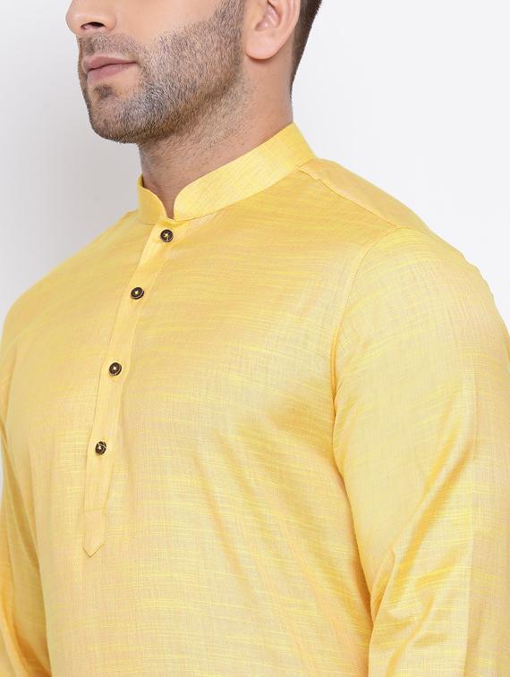 yellow solid long kurtas kurta - 17451195 - Zoom Image - 3