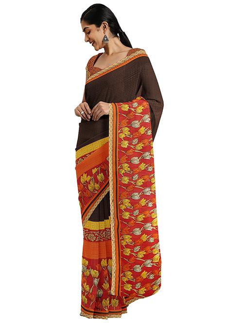 floral printed saree - 17451663 - Very Small Image - 1