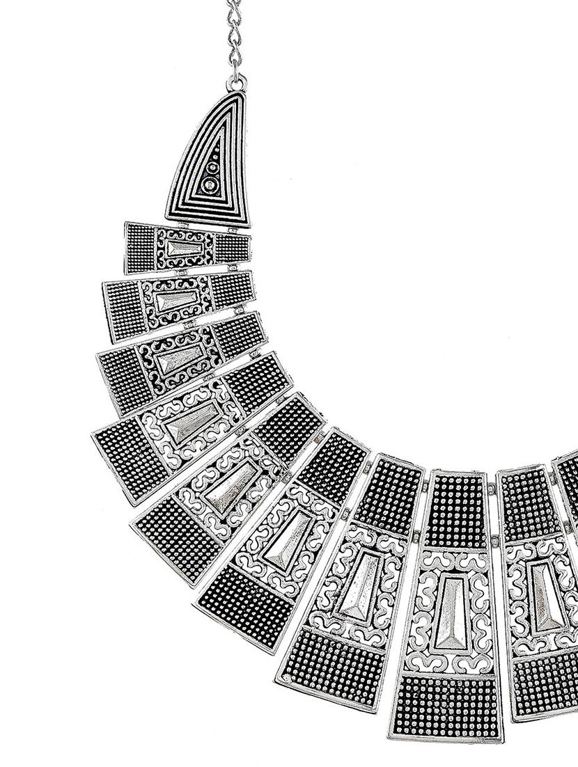 oxidised silver short necklace with earring - 17452627 - Standard Image - 5