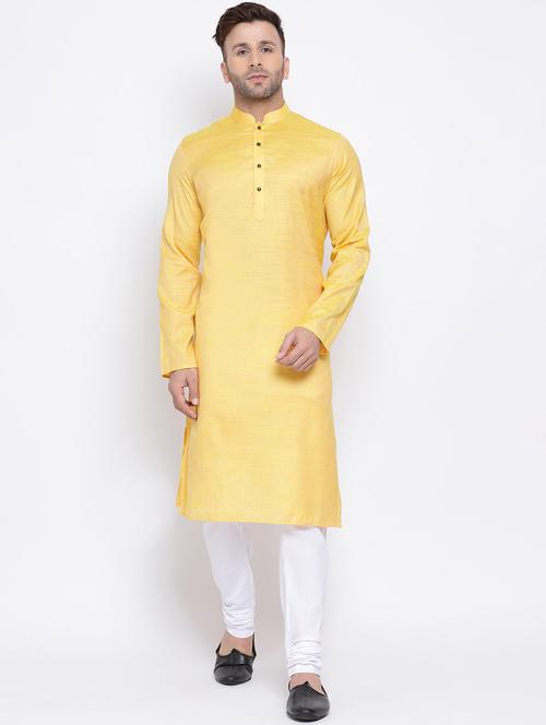 men solid kurta churidar ethnic wear set - 17453104 - Very Small Image - 1