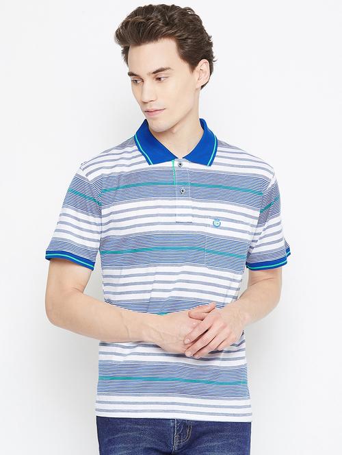 blue striped collared t-shirt - 17453688 - Very Small Image - 1