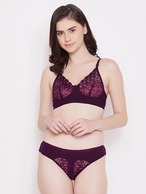 purple cotton bras and panty set - 17454083 - Very Small Image - 1