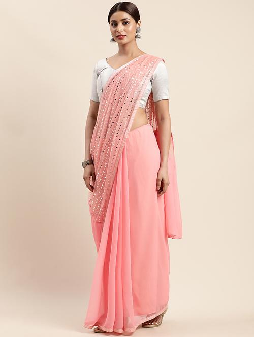 plain embellished saree  with blouse - 17454275 - Very Small Image - 1