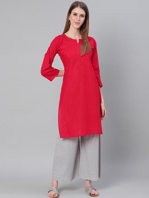chikankari straight kurta - 17457208 - Very Small Image - 1