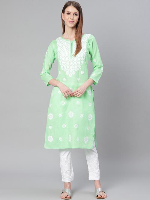 chikankari kurta pant set - 17457323 - Very Small Image - 1