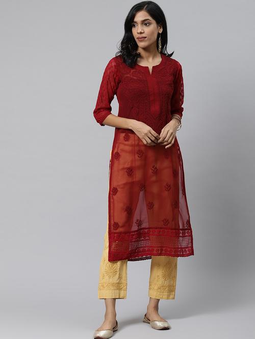 chikankari kurta pant set - 17457358 - Very Small Image - 1