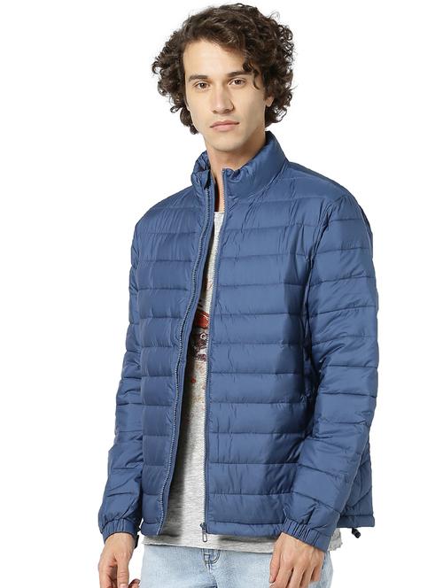 blue solid quilted jacket - 17457860 - Very Small Image - 1