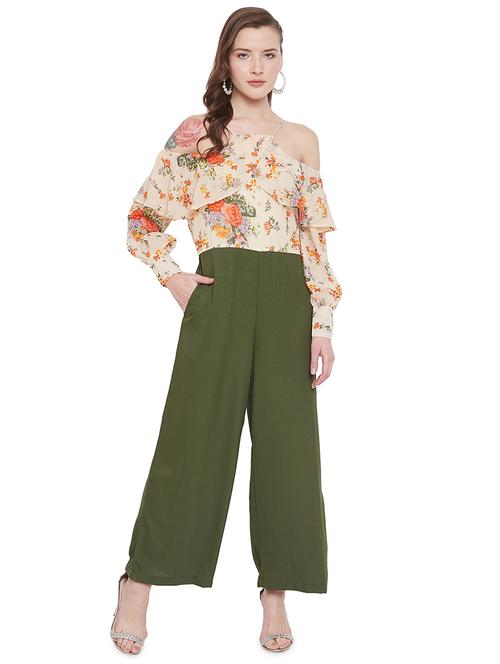 cold shoulder floral full leg jumpsuit - 17457965 - Very Small Image - 1