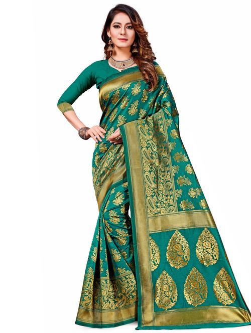 paisley woven saree with blouse - 17458822 - Very Small Image - 1