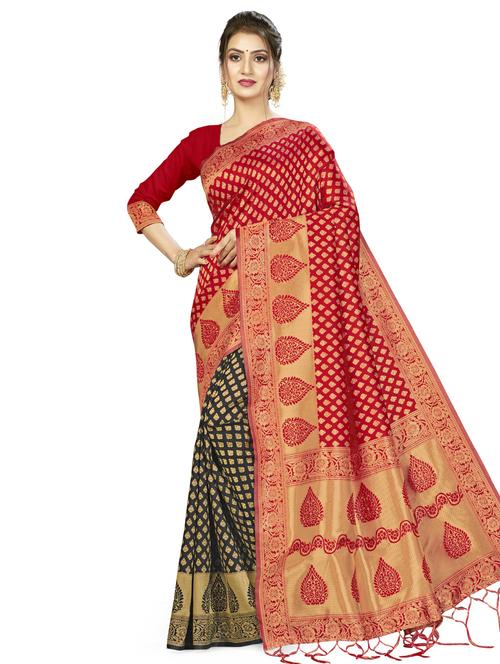 ethnic motifs woven saree with blouse - 17458838 - Very Small Image - 1