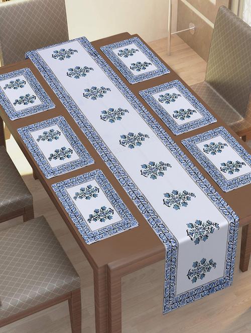  cotton jaipuri printed 6 table mat & 1 runner (set of 7 pcs) - 17458977 - Very Small Image - 1
