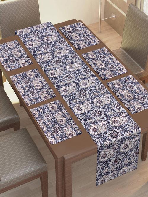  cotton jaipuri printed 6 table mat & 1 runner (set of 7 pcs) - 17458982 - Very Small Image - 1