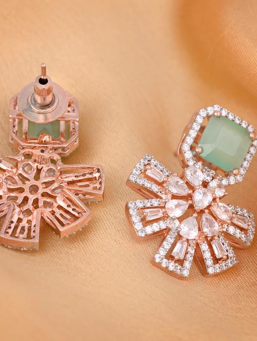 green brass drop earring - 17459055 - Very Small Image - 1