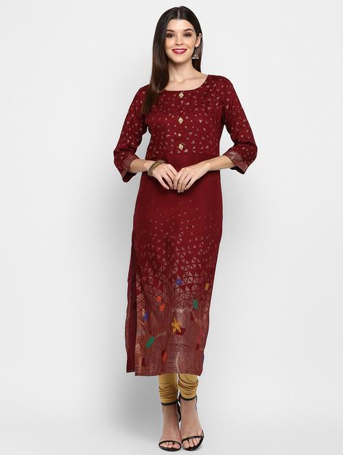 women's straight kurta - 17459386 - Very Small Image - 1
