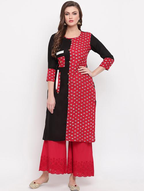 color block straight kurta - 17459524 - Very Small Image - 1