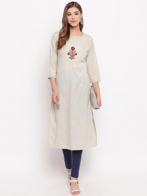Striped Straight Kurta - 17459528 - Very Small Image - 1