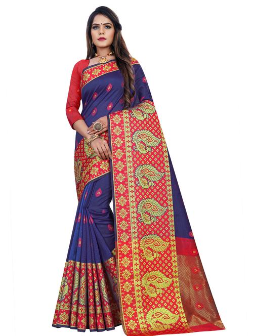 conversational banarasi saree with blouse - 17459914 - Very Small Image - 1