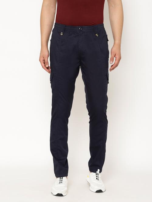 navy blue solid cargos  - 17461233 - Very Small Image - 1