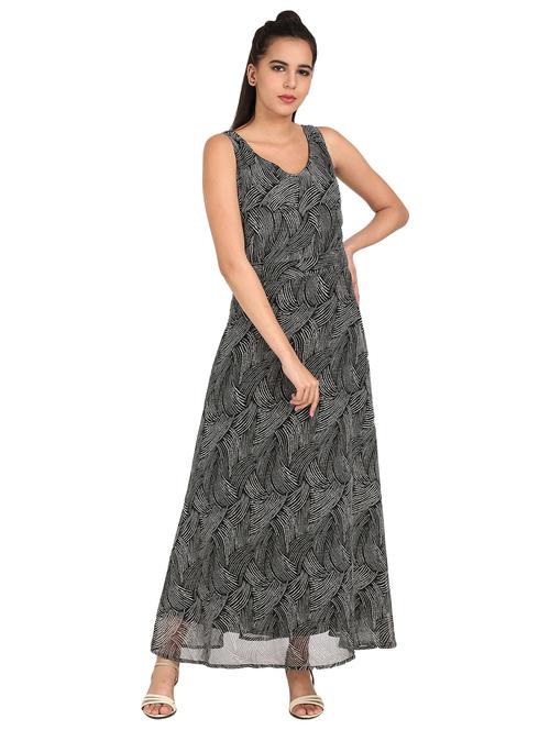 v-neck printed maxi dress - 17461450 - Very Small Image - 1