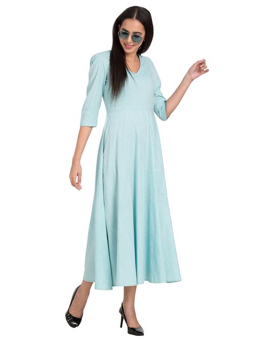 v-neck solid maxi dress - 17461468 - Very Small Image - 1