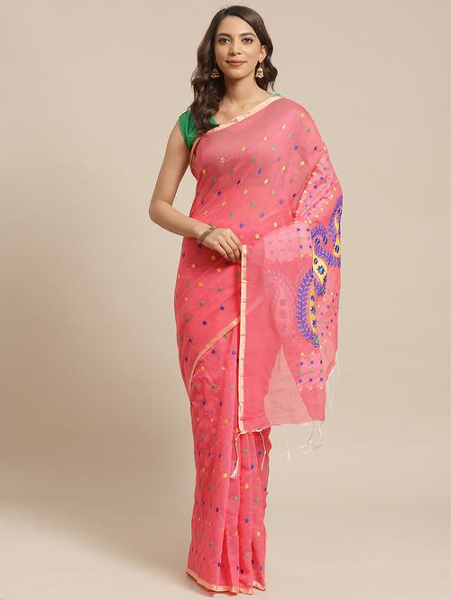self design handloom saree with blouse - 17462014 - Very Small Image - 1