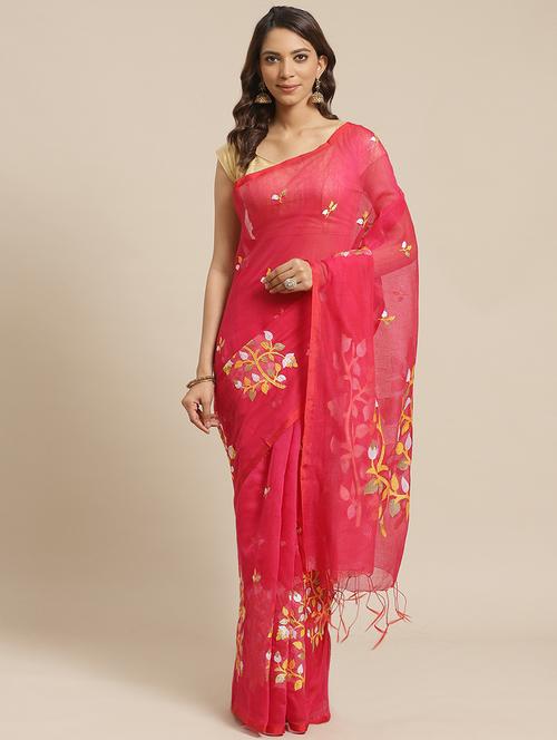 printed handloom saree with blouse - 17462018 - Very Small Image - 1