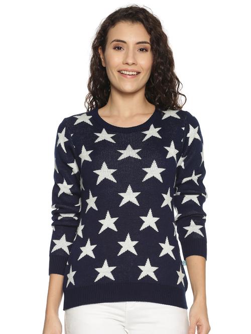 round neck star print pullover - 17462176 - Very Small Image - 1