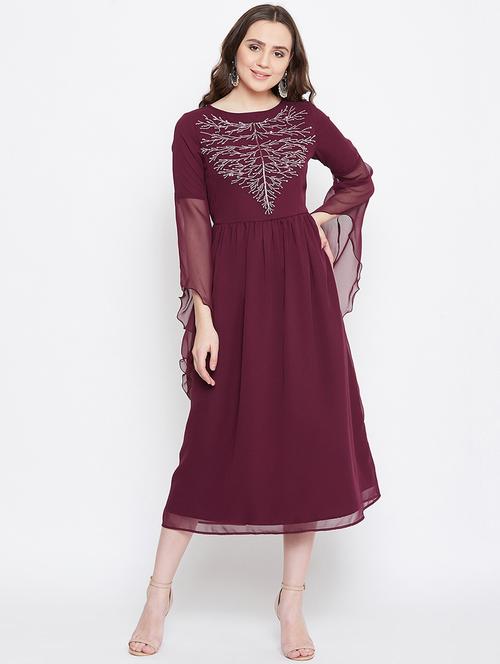 embroidered fit & flare ethnic dress - 17462695 - Very Small Image - 1