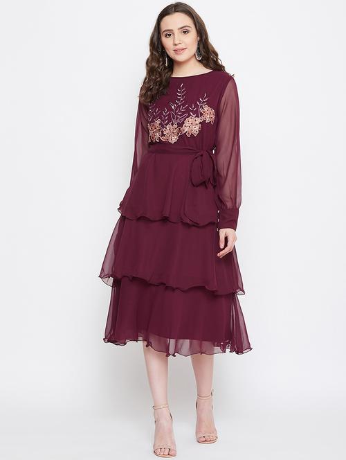 women's layered midi dress - 17462699 - Very Small Image - 1