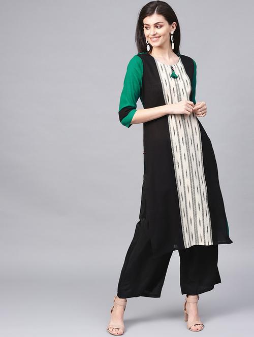 color block straight kurta - 17463052 - Very Small Image - 1