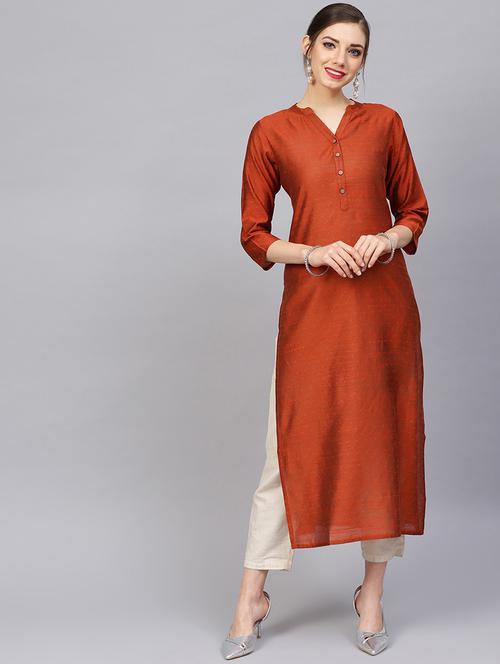 solid straight kurta - 17463167 - Very Small Image - 1