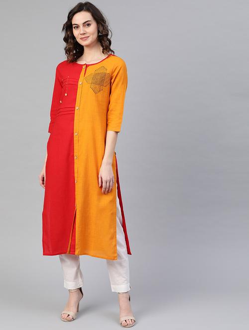 women's straight kurta - 17463179 - Very Small Image - 1