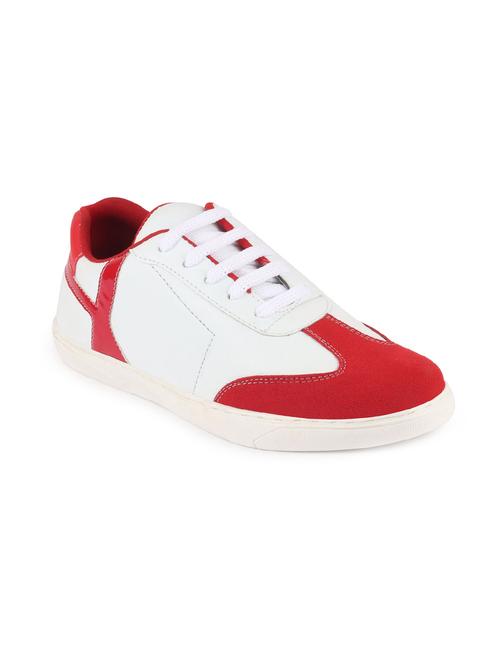 red synthetic lace up sneakers - 17463571 - Very Small Image - 1