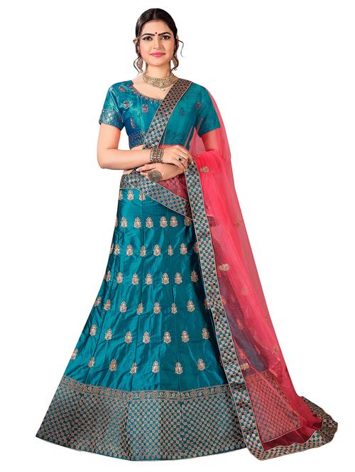 embroidered a-line lehenga - 17464292 - Very Small Image - 1