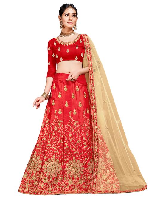 embroidered a-line lehenga - 17464309 - Very Small Image - 1