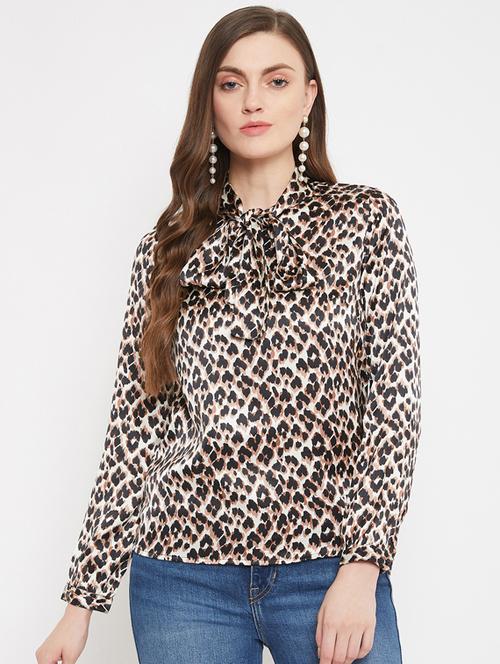 tie up neck animal print top  - 17464562 - Very Small Image - 1