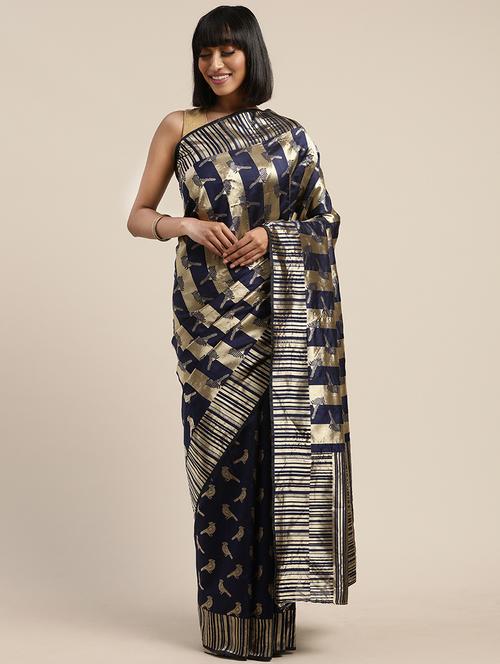 ethnic motifs woven saree with blouse - 17464720 - Very Small Image - 1