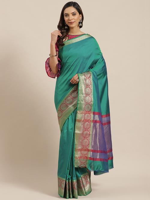 women's banarasi saree with blouse - 17465490 - Very Small Image - 1